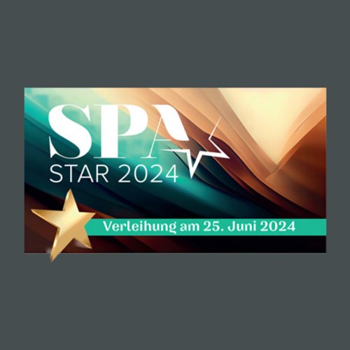 Warum ins BERGEBLICK? Logo SPA Star 2024 mit Verleihungsdatum 25. Juni 2024